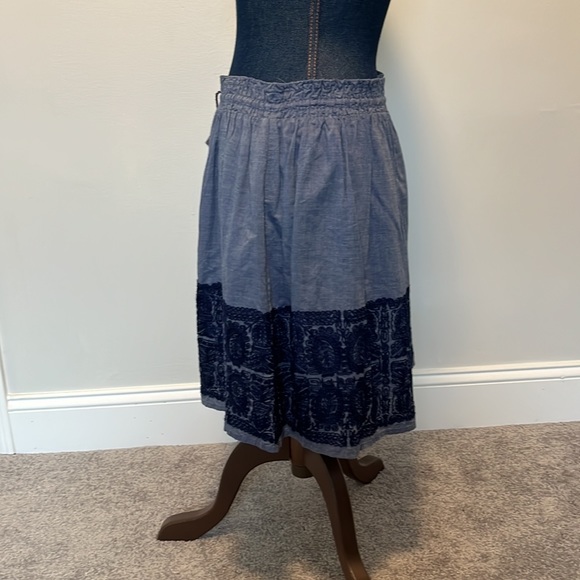 J Crew Zafrina Embroidered Chambray Skirt size small - Picture 5 of 6